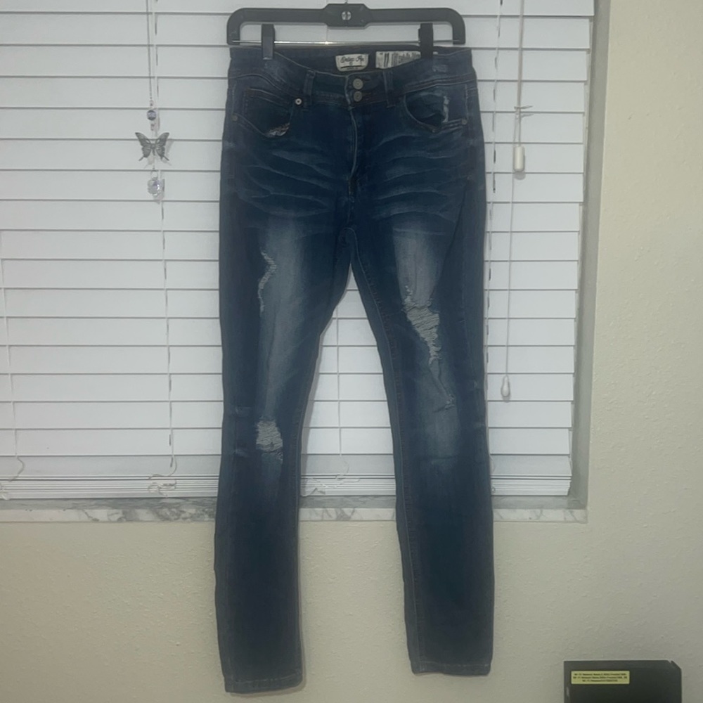 Indigo Rein Anklet Distressed Jeans Size 11